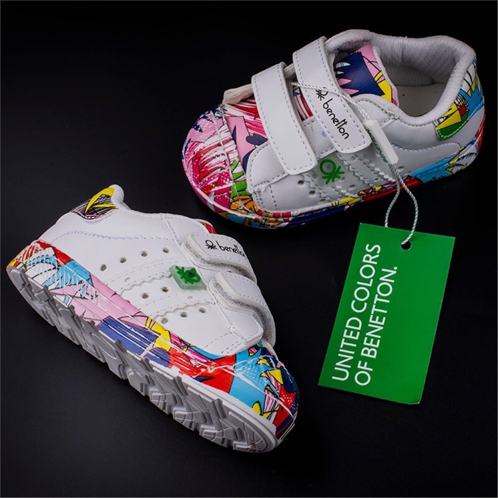 Benetton Beyaz Bebe Cırtlı Spor Ayakkabı BN-1017