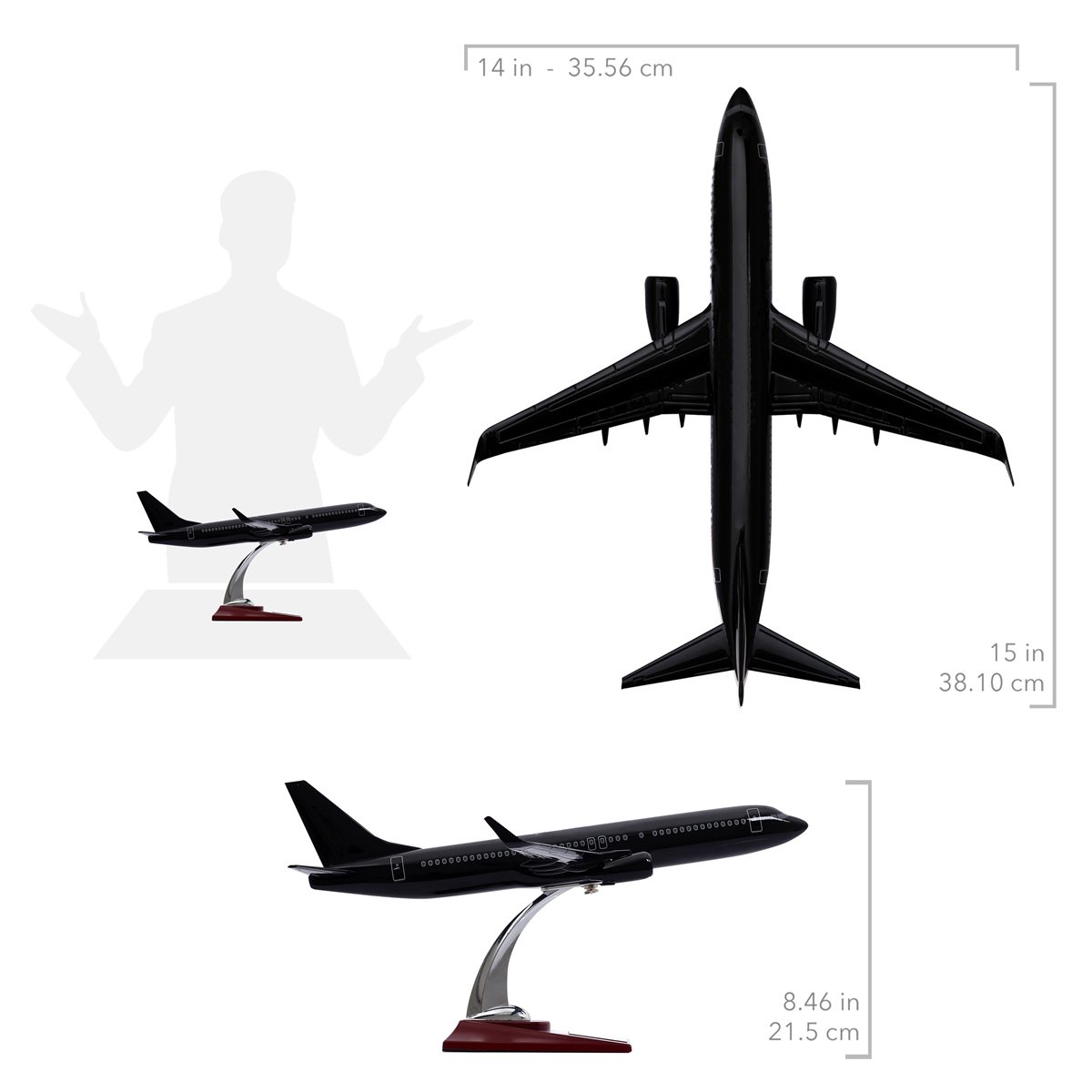 Zekupp - Maket Uçak - Boeing 737-800 1/100 - SİYAH ÖZEL