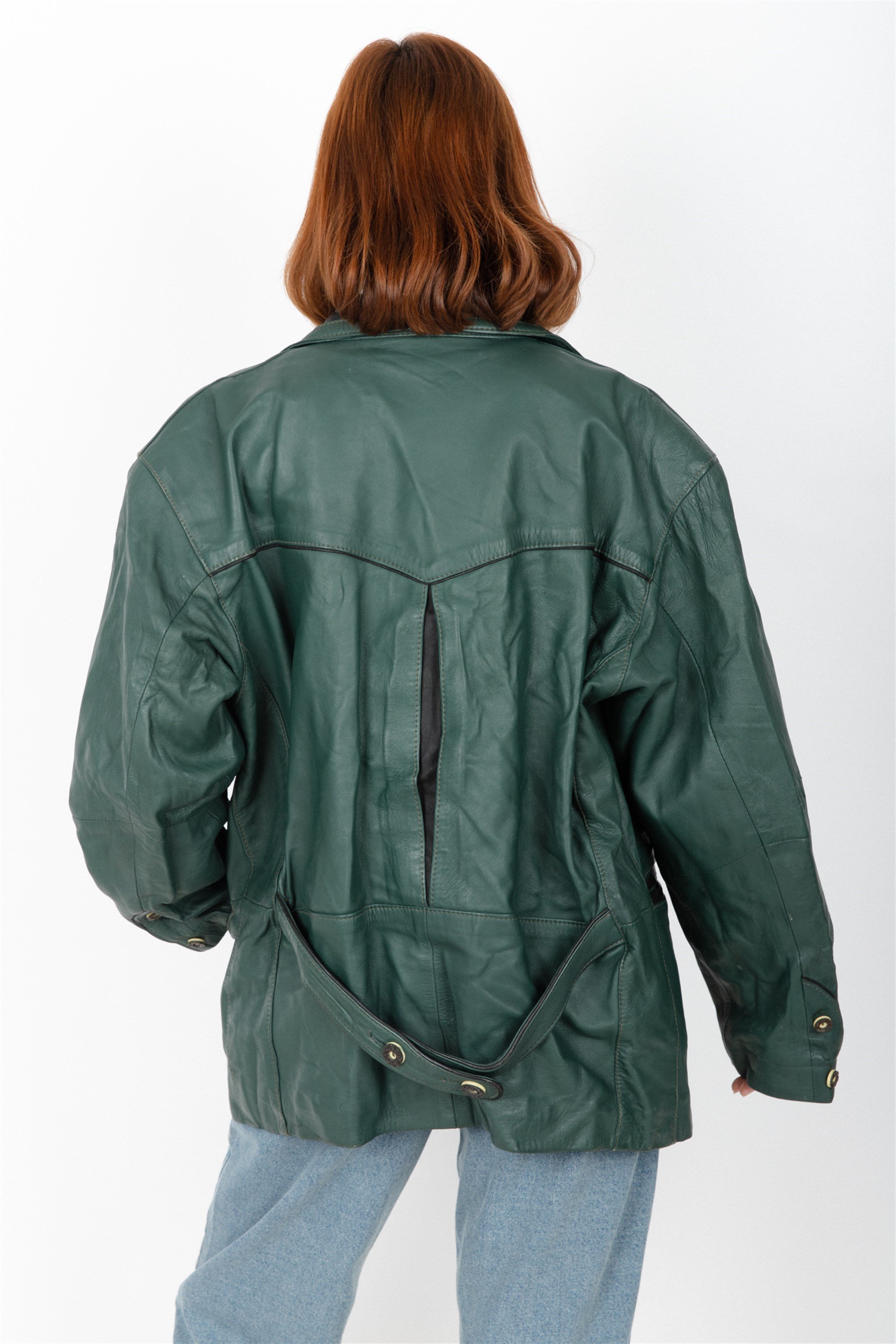 Vintage Unisex Green Bavyera Leather Jacket