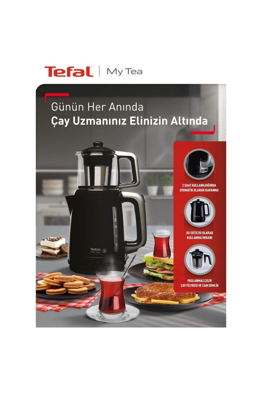 Tefal BJ2018 MyTea Cam Demlikli Çay Makinesi Siyah 1500W (Teşhir & Outlet)