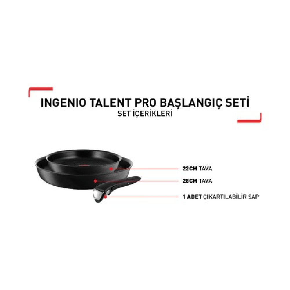 Tefal Ingenio 3X Titanyum Talent Pro Tanışma Tava Seti 3 Parça (Teşhir &  Outlet)