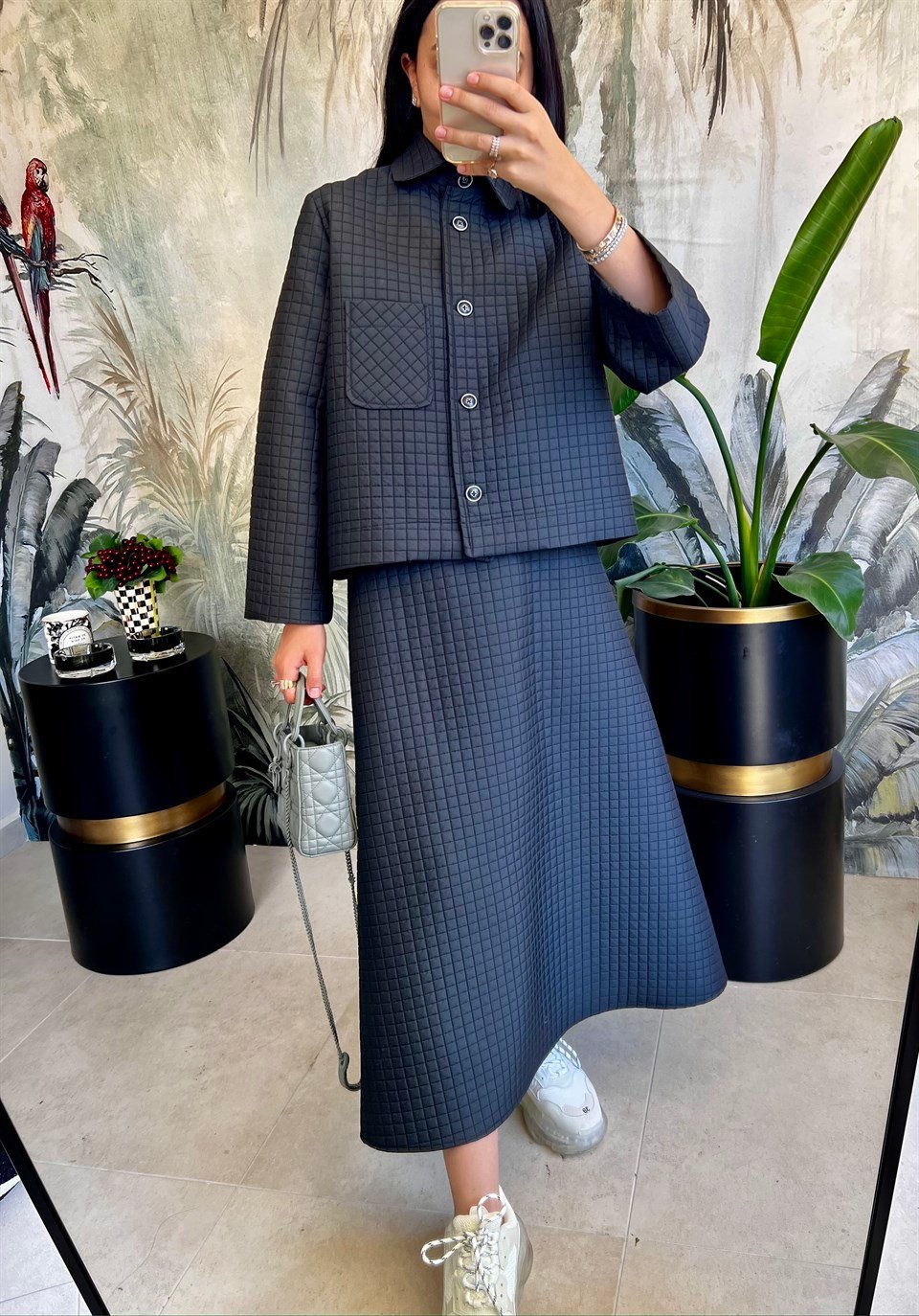 Siyah Kapitone Etek I Etek I Lavinia Couture | Modest Giyim