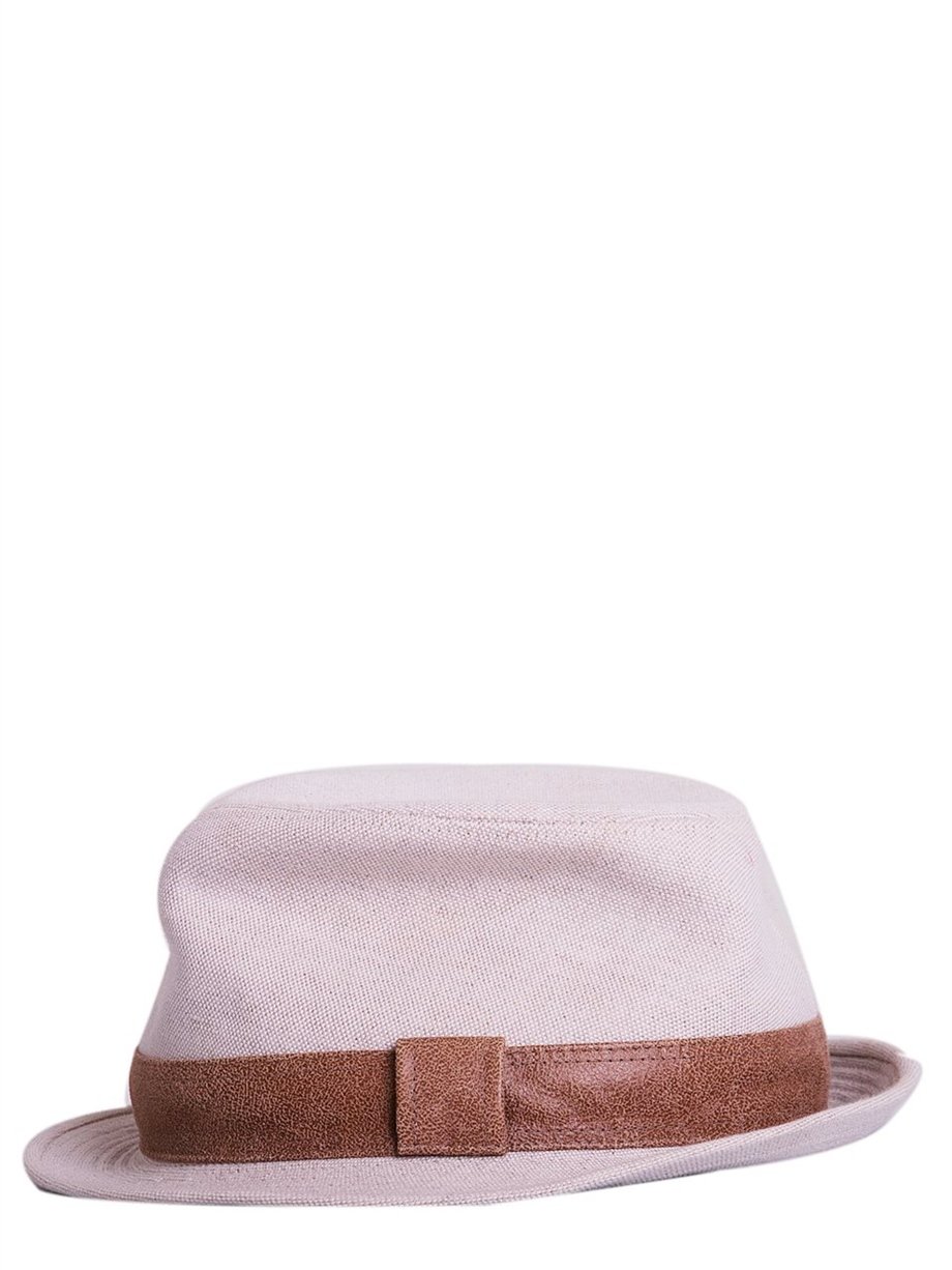 Hermes Deri Detaylı Kanvas Şapka Bej Renk Standart Beden