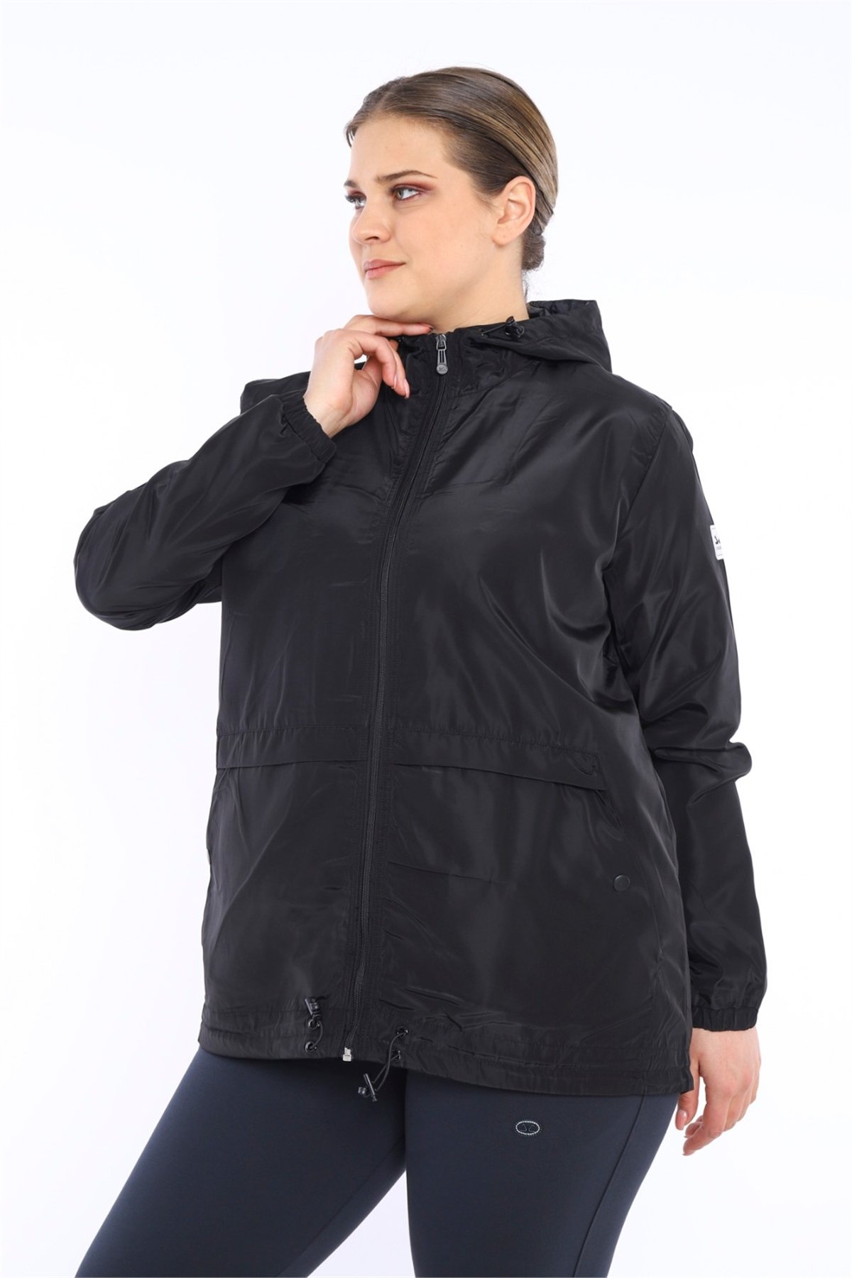 Large-Wattal Body-Material Black Yagmurluk-Ruzgarlık-Capsonlu-Thin  coat-jacket
