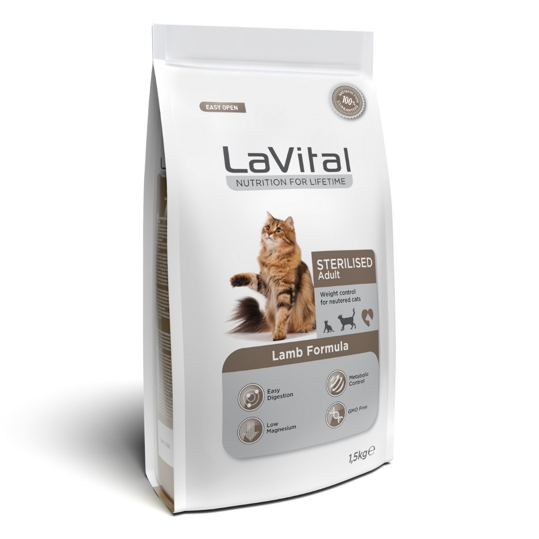 LaVital Premium Kuzulu Kısır Kedi Maması 1.5 Kg 4'lü Paket