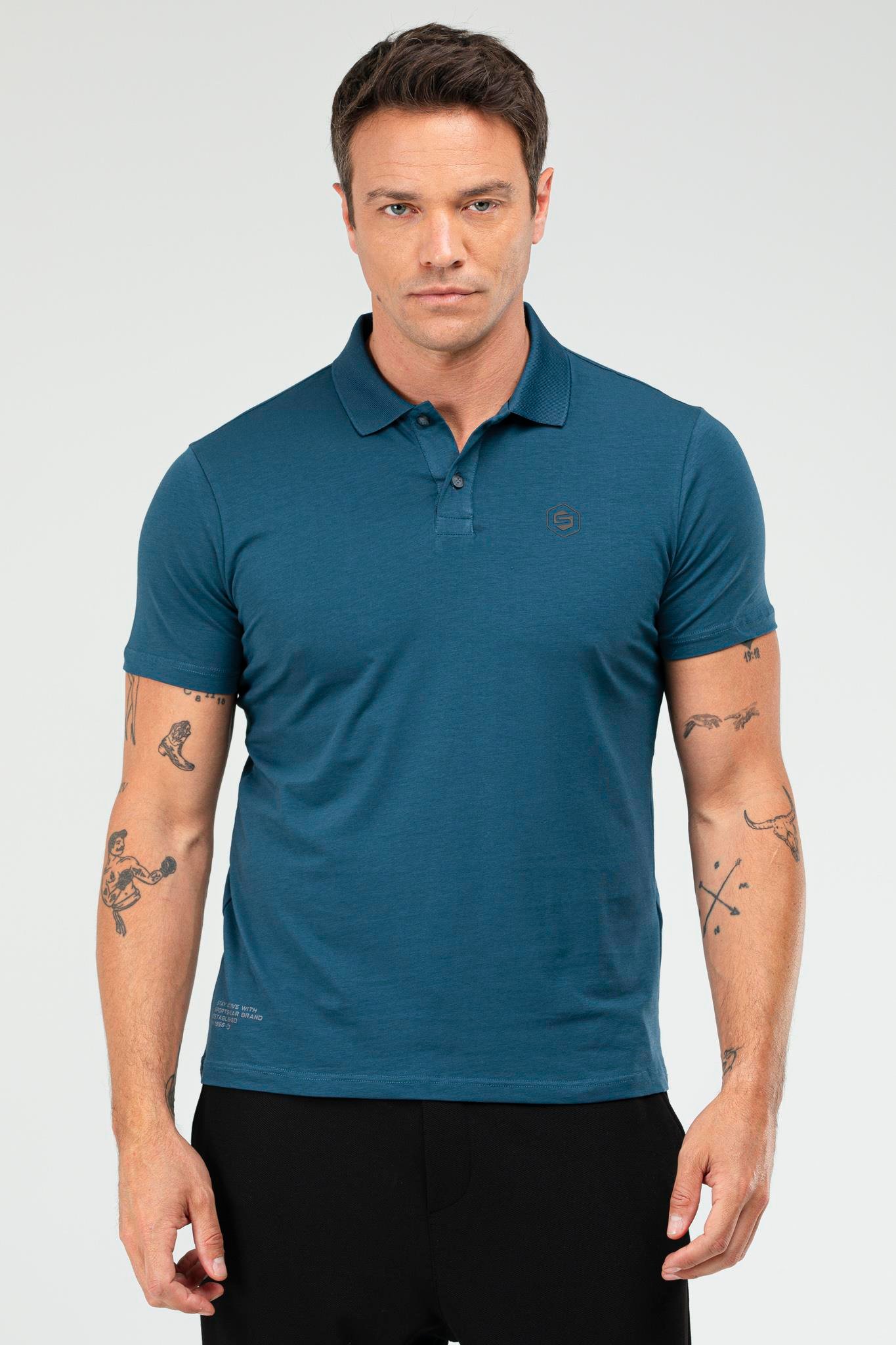 ndigo Regular Pamuklu Polo Yaka K sa Kol Basic Erkek Ti ort XF1523 Speedlife