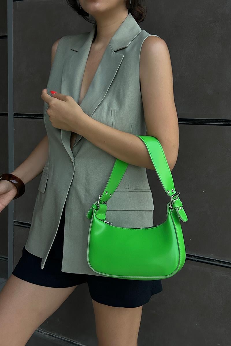 Muse Oval Baget Çanta Yeşil | Shule Bags