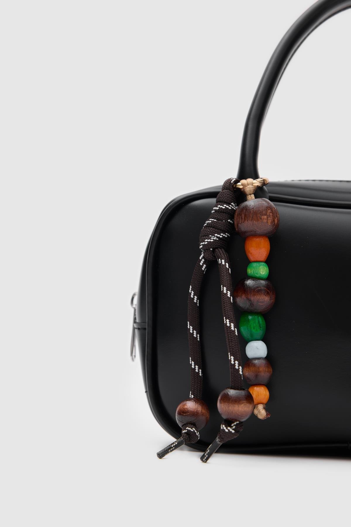 Pra Aksesuarlı Mini Oval El ve Çapraz Çanta Siyah | Shule Bags