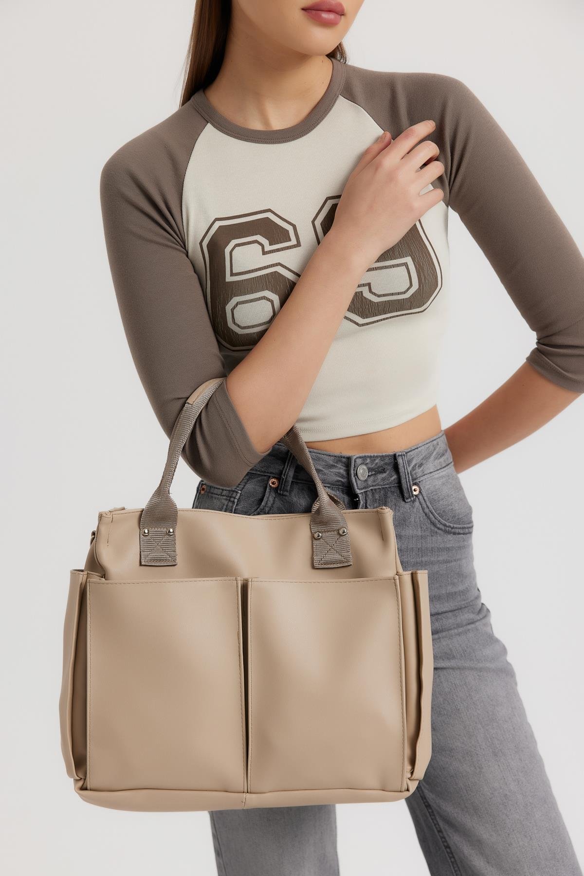 Milano Large Evrak Çantası Bej | Shule Bags