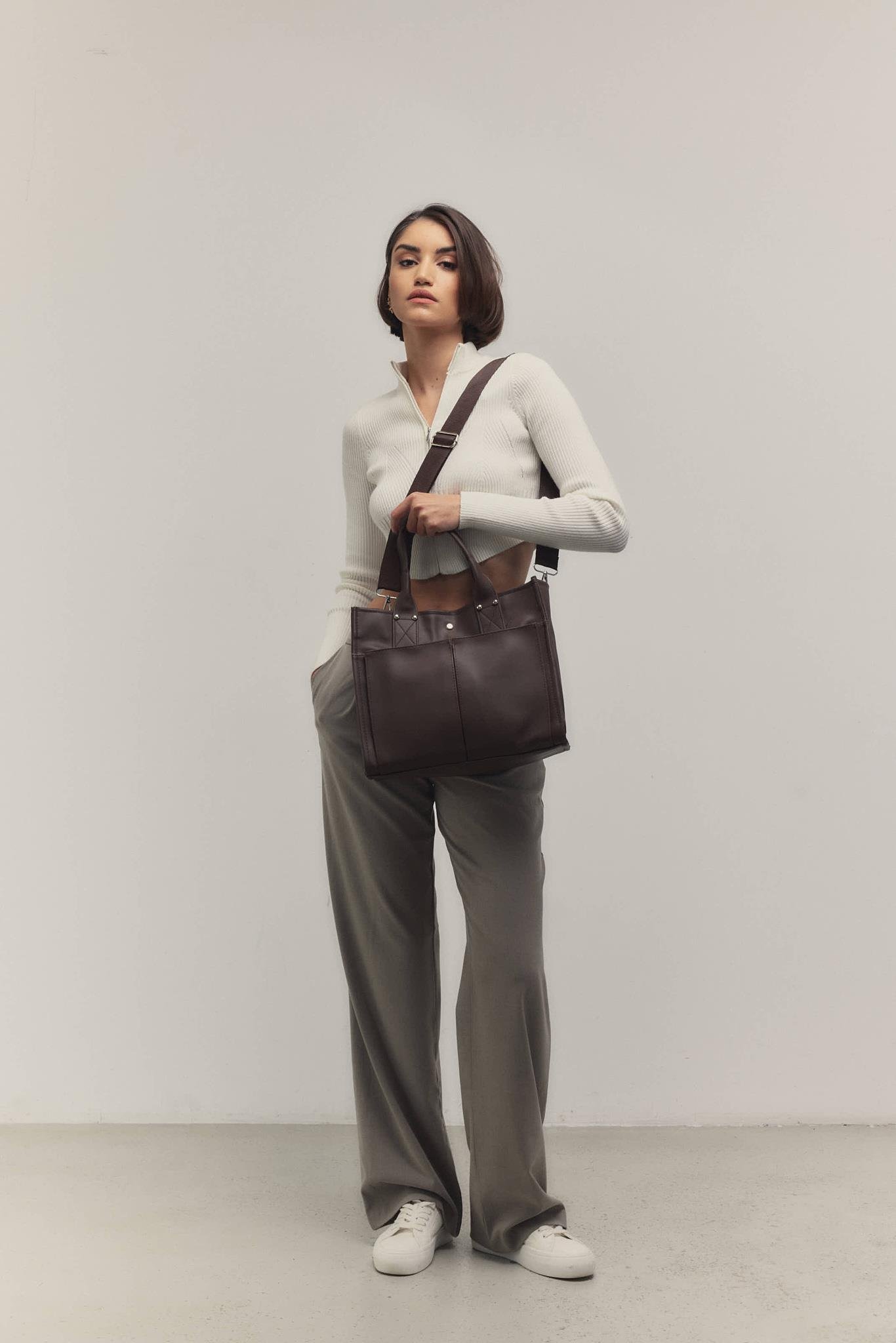 Yumi Omuz Çantası Acı Kahve | Shule Bags