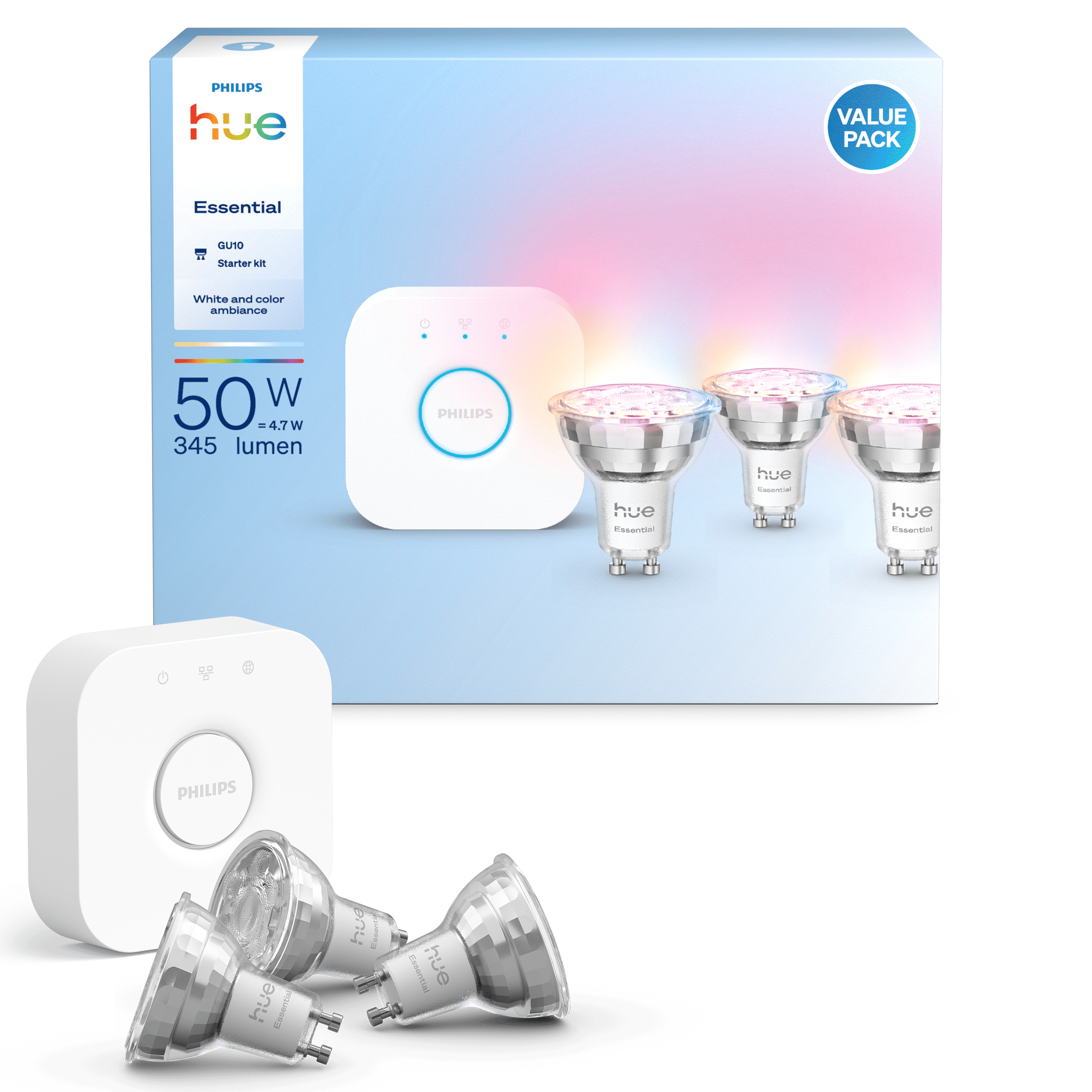 Philips Hue Essential 3'lü GU10 Spot Başlangıç Seti 345 Lumen