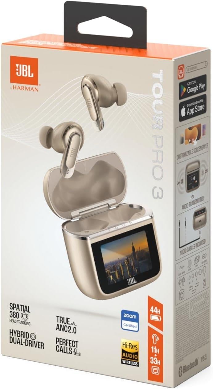 JBL Tour Pro 3 TWS NC Bluetooth Kulaklık ve Smart Case, Latte Krem