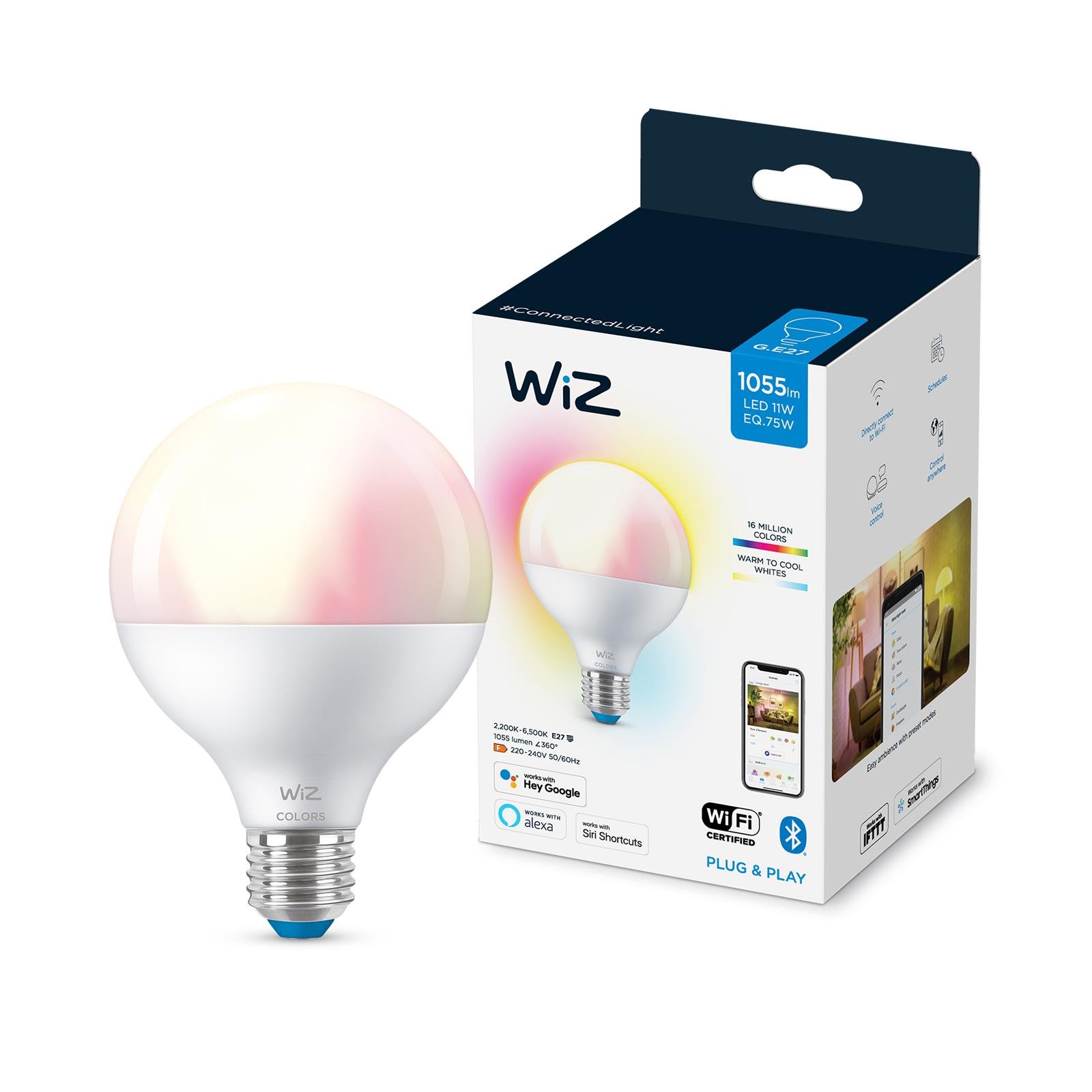 WIZ -wi-fi Ble Renkli Amb 11-75w G95 Globe E27 1pf/6 Akıllı Ampul -  929002383902 - Nethouse