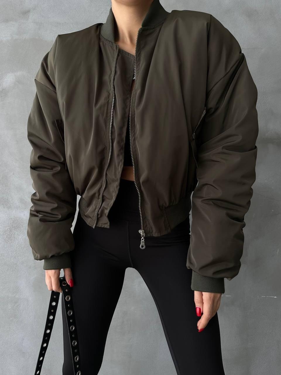 Short Pilot Bomber Ceket Petroli Ye il