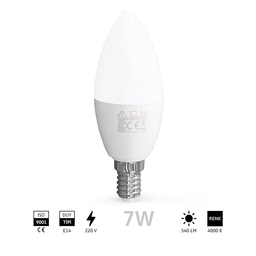 ACK 7W E14 4000K Gün Işığı Led Mum Ampul AA09-00711 Bist Elektrik - Online  Satış Platformu