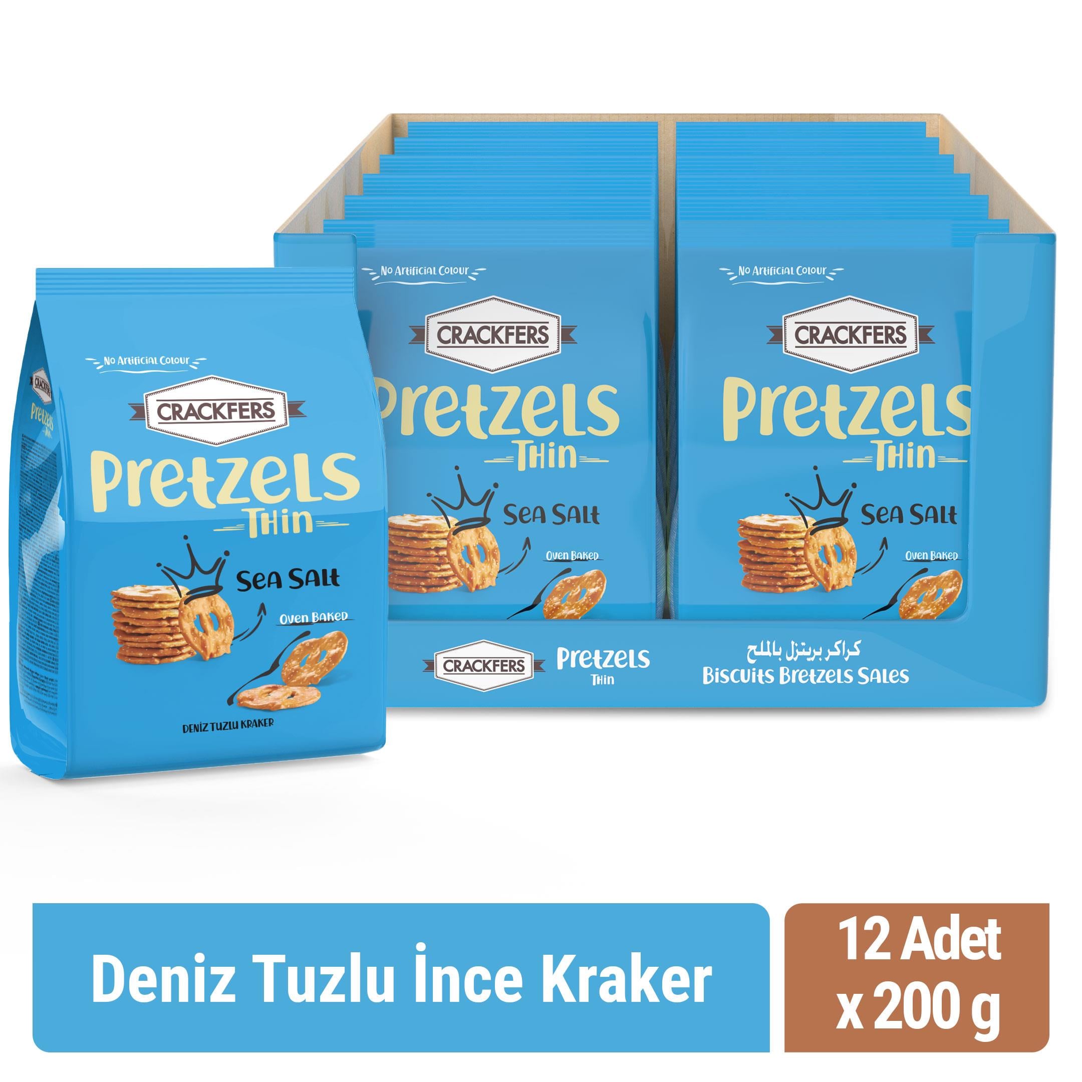 Crackfers Pretzel Deniz Tuzlu 200 gr x 12 Adet