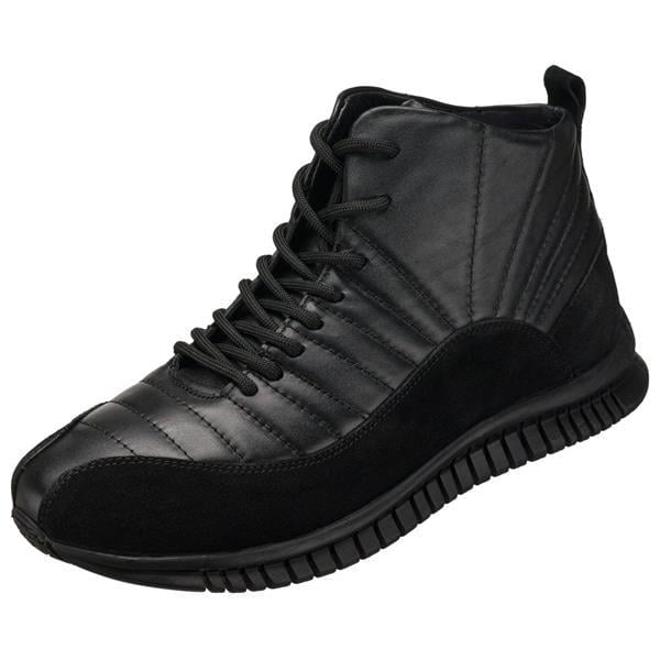 US30 Agustos Black Leather Calfskin Lining King Size Men's Handmade Lace-up Wide Fit Luxury Boots