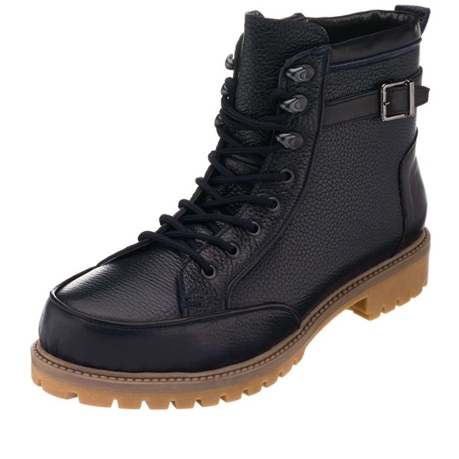 USKZ4103 Black Leather Large Size Calfskin Handmade Waterproof  Wide Form VIP Special Edition Men's Boots 