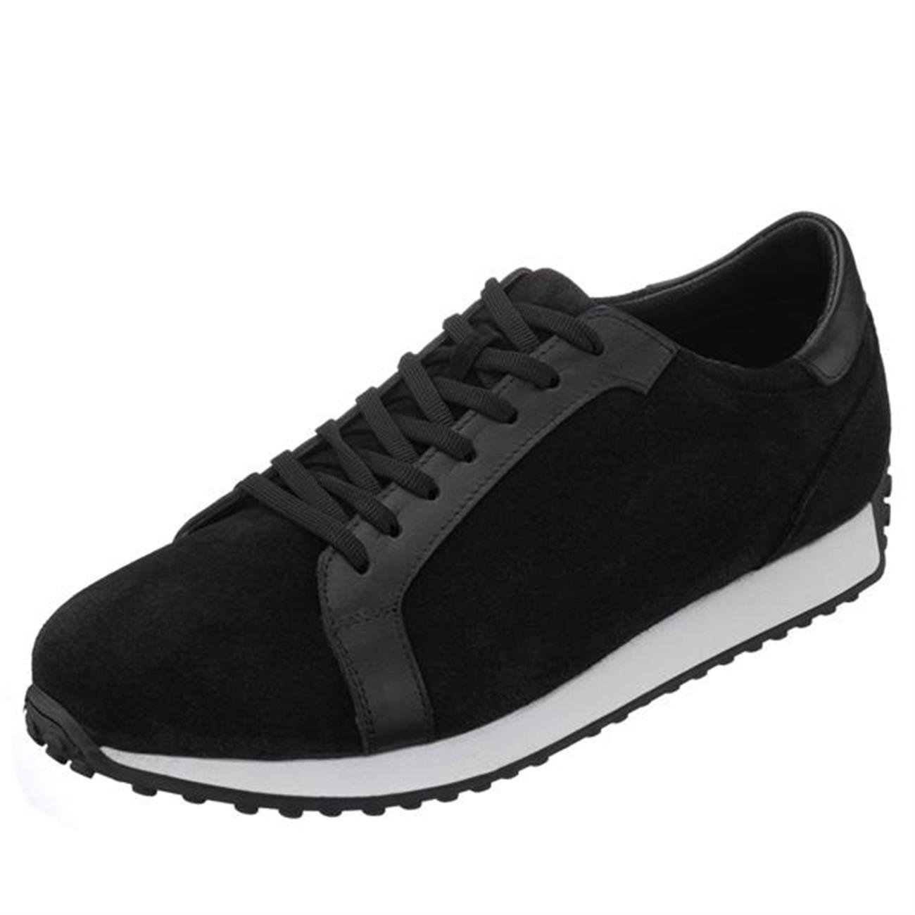 USHKN141 Black Calf Suede Large Size Thermo Light Sole Wide Form New Season Men's Premium Leather Sneakers