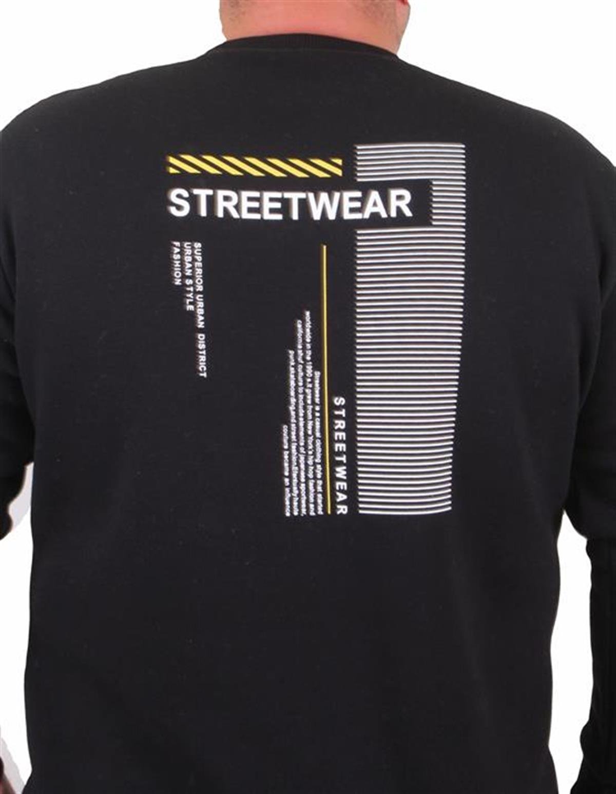 Starbattal Erkek Buyuk Beden S f r Yaka Sweat Streetwear 23206 SIYAH