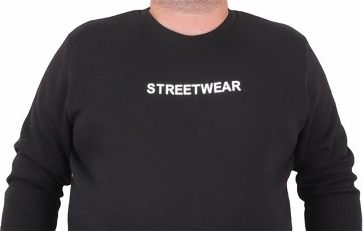 Starbattal Erkek Buyuk Beden S f r Yaka Sweat Streetwear 23206 SIYAH