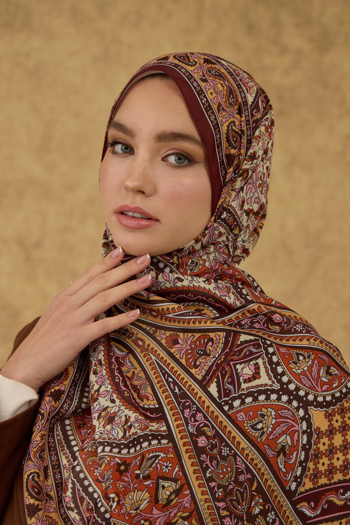 İpekhan Soft Şal Bordo Hardal 3051-02