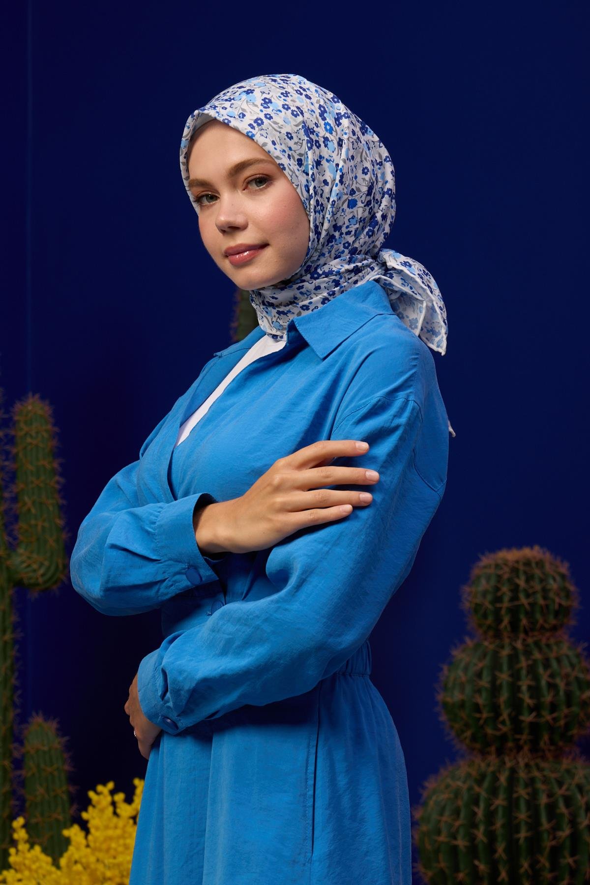 Marrakech  Koleksiyon Soft Eşarp Lacivert Mavi 1193-02