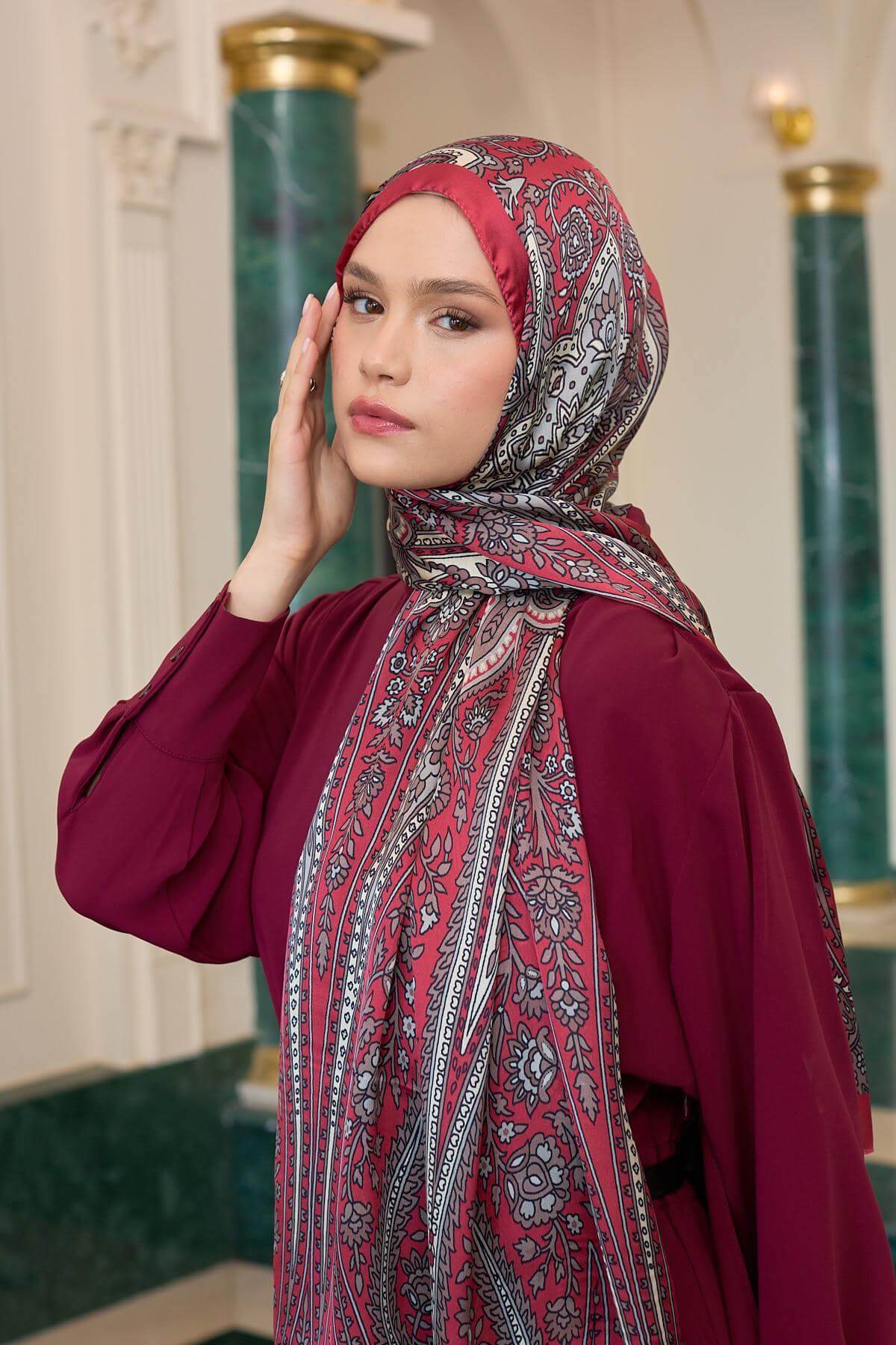 Nar Çiçeği Hint Vual Şal -  5009-02