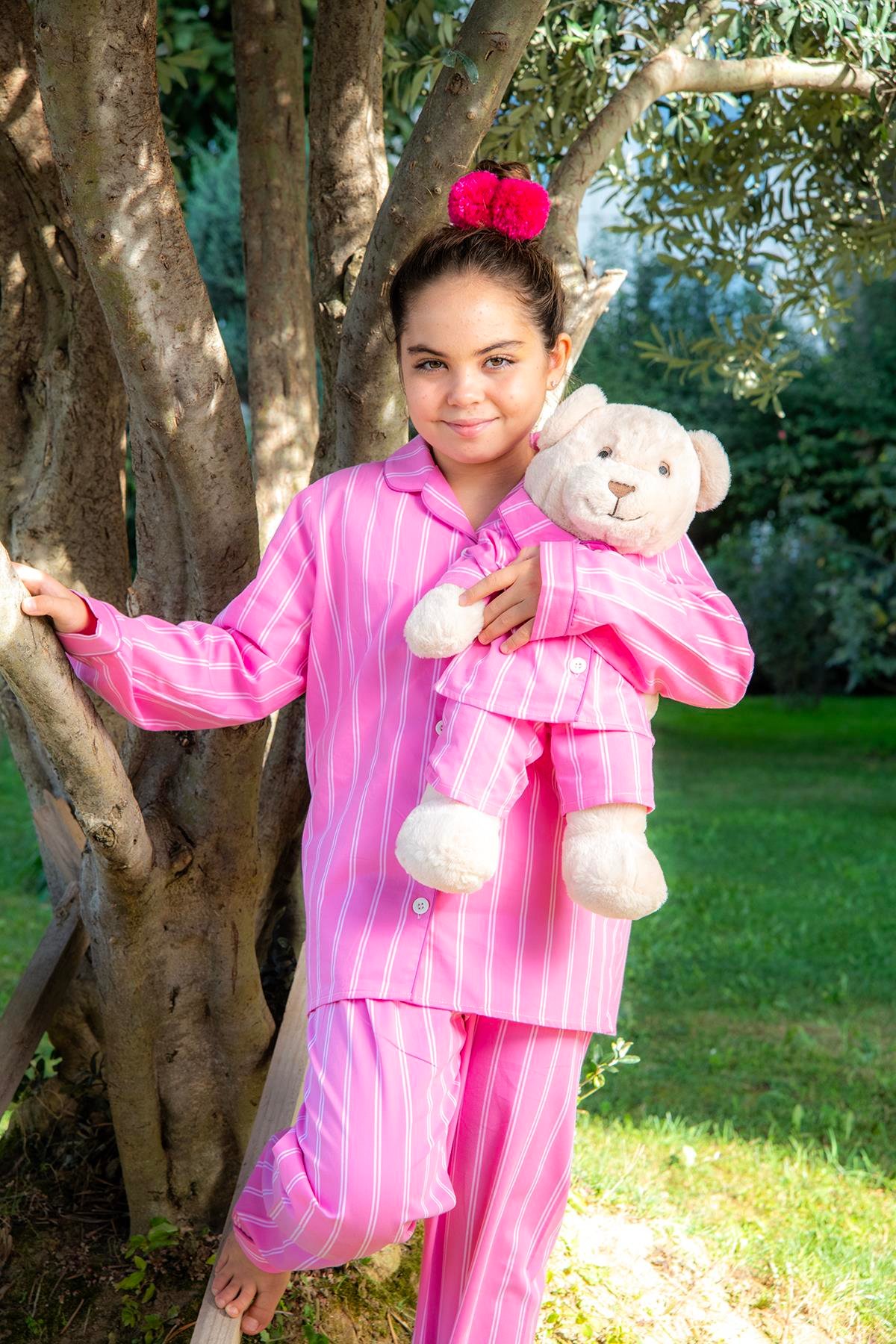 Girls Bear Pyjama Set in Pink