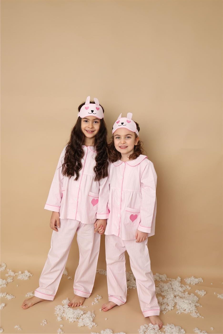 Pink Bunny Uyku Gözlüklü Pijama Seti I Girl I Lunamia