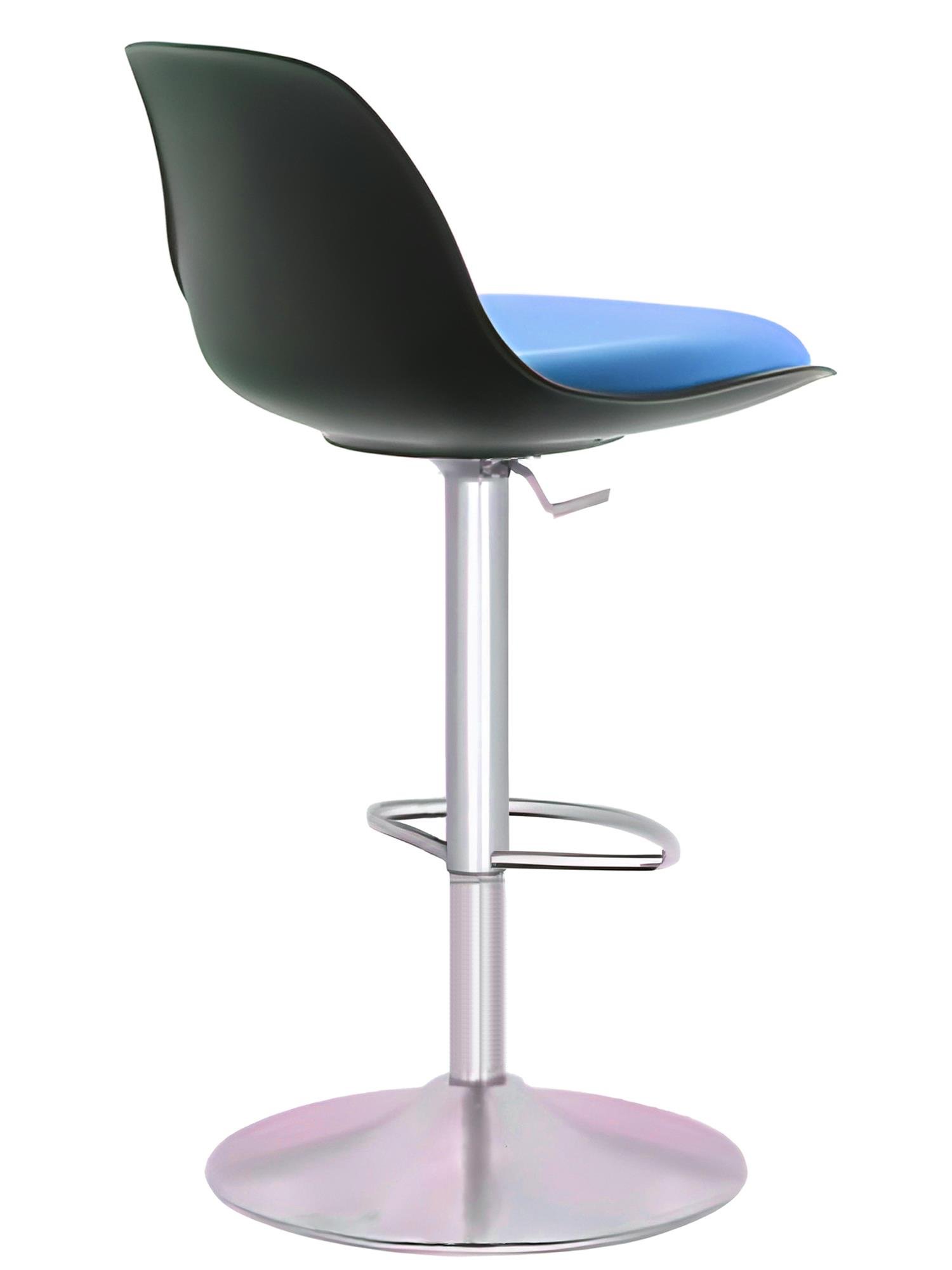 Bürocci Nadya Bar Sandalyesi - Mavi Deri - Metal Ayaklı Bar Taburesi -  9537S0119