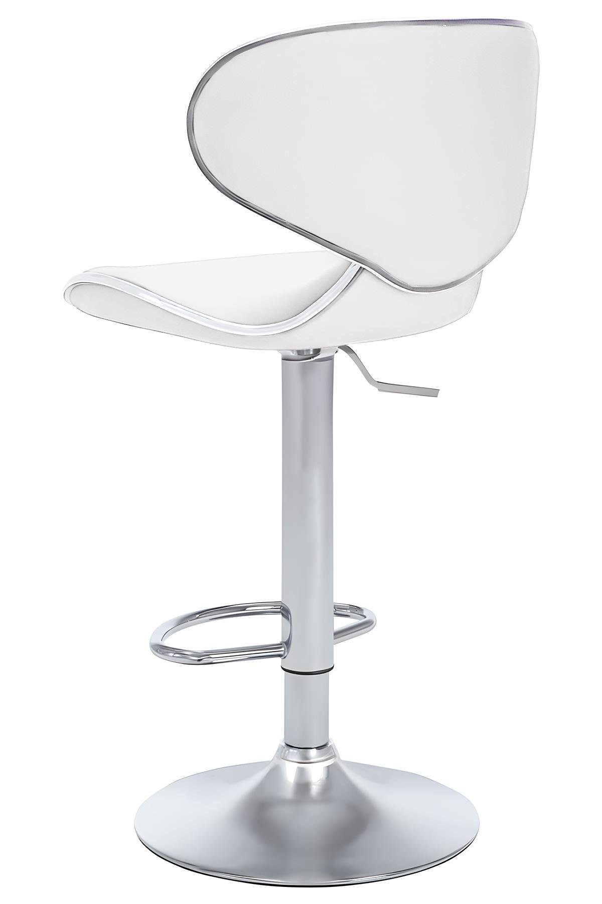 Bürocci Zen Bar Taburesi - Beyaz Modern Deri Metal Ayaklı Yüksek Tezgah  Sandalyesi - 9549S0486