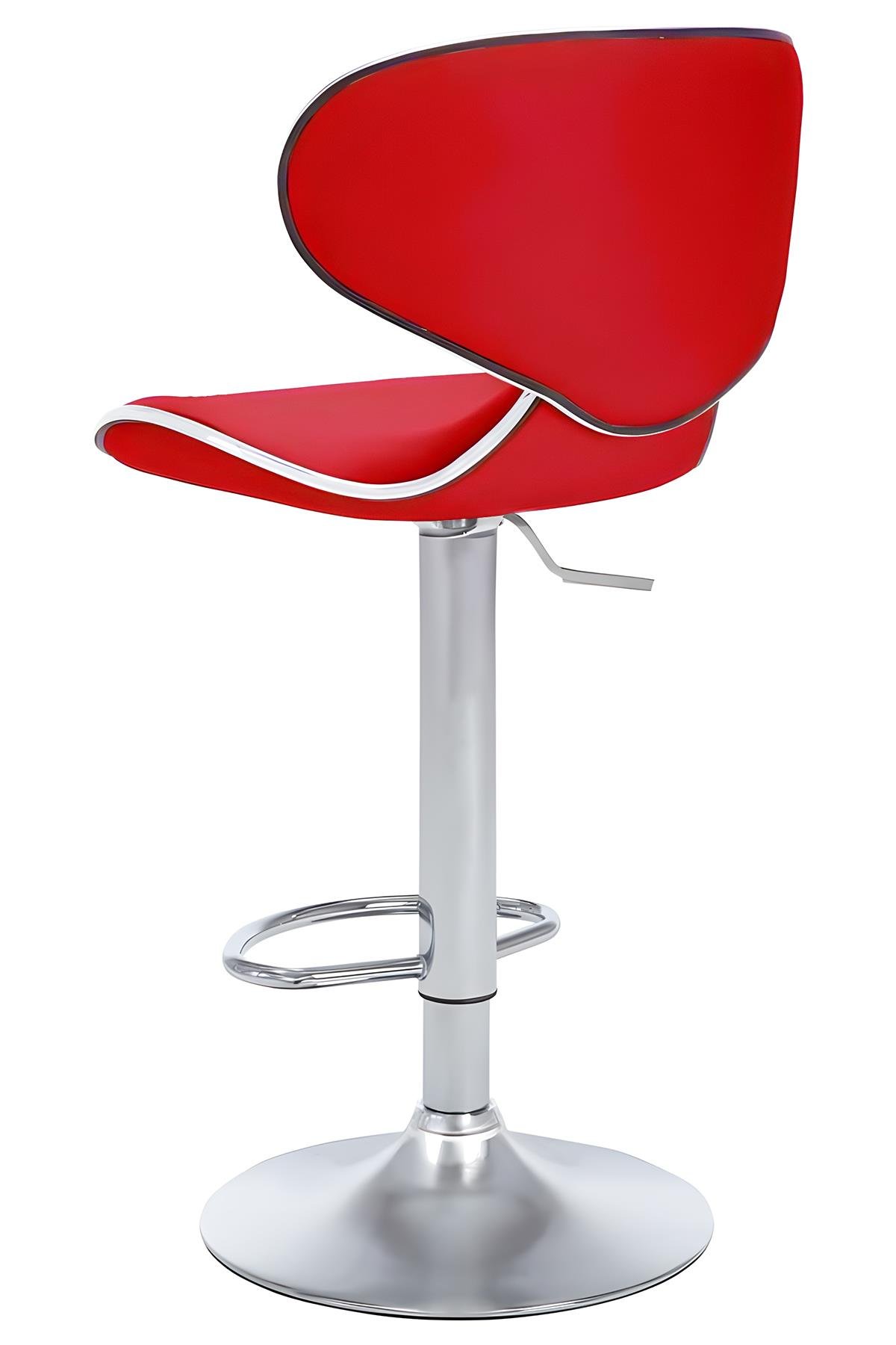 Bürocci Zen Bar Taburesi - Kırmızı Modern Deri Metal Ayaklı Yüksek Tezgah  Sandalyesi - 9549S0511