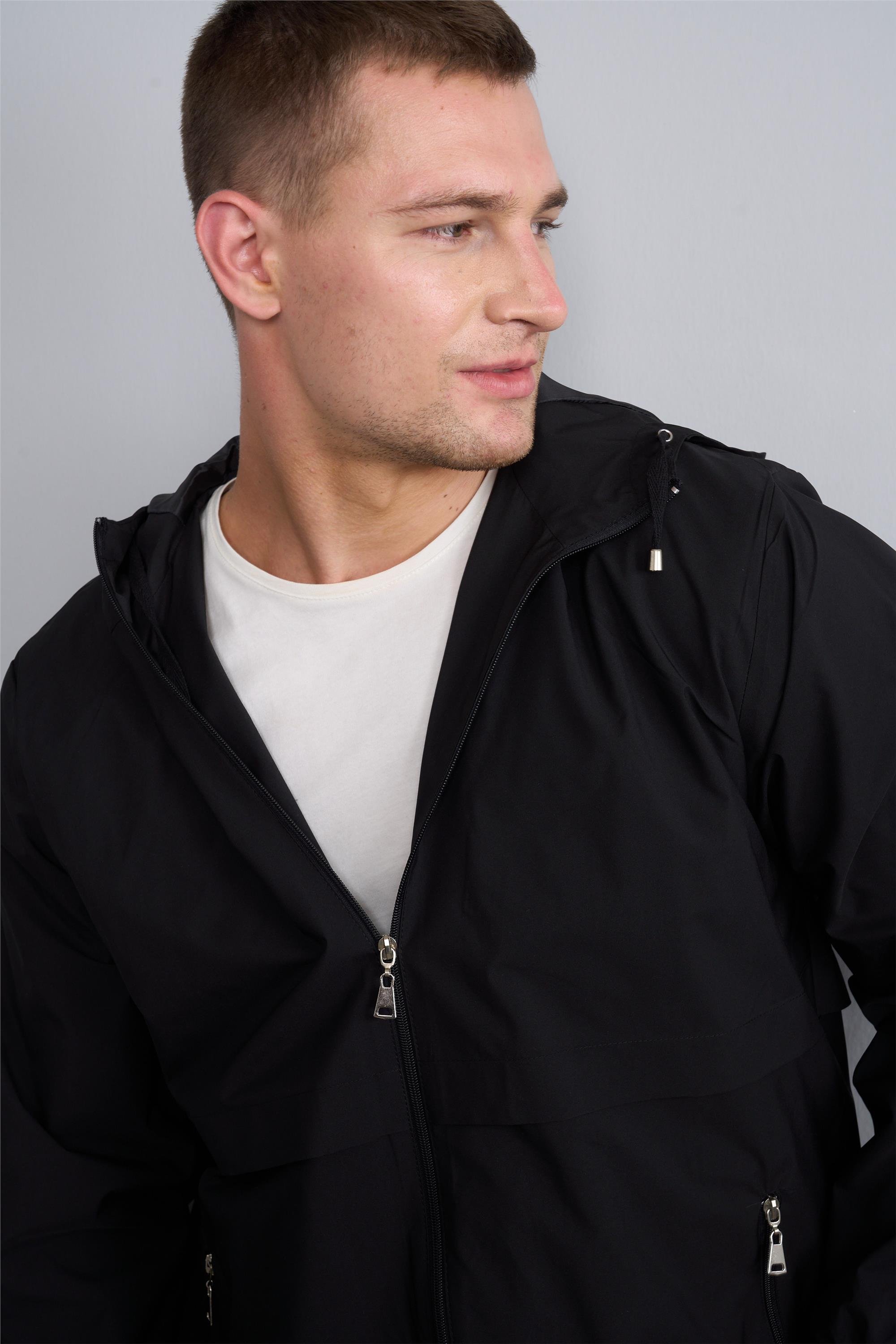 Çetinkaya Mentality 7444 Erkek Kapüşonlu Yağmurluk Siyah | Çetinkaya