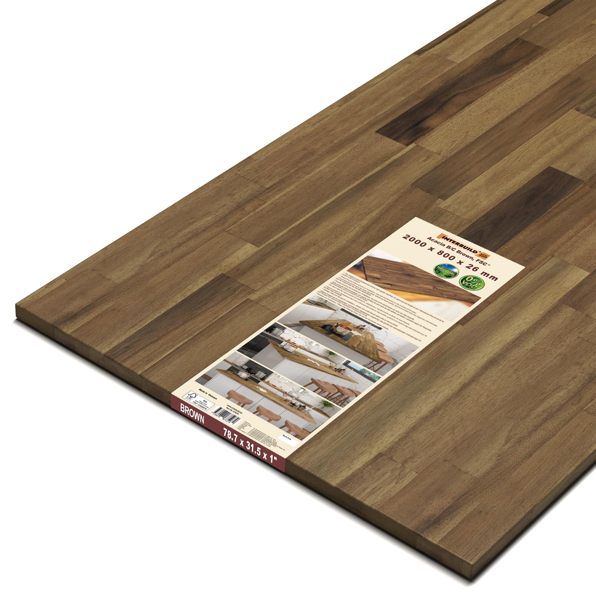 あかページ İnterbuild Masif Akasya B/C Panel /Tezgah (2000x800x26 mm) Kahve