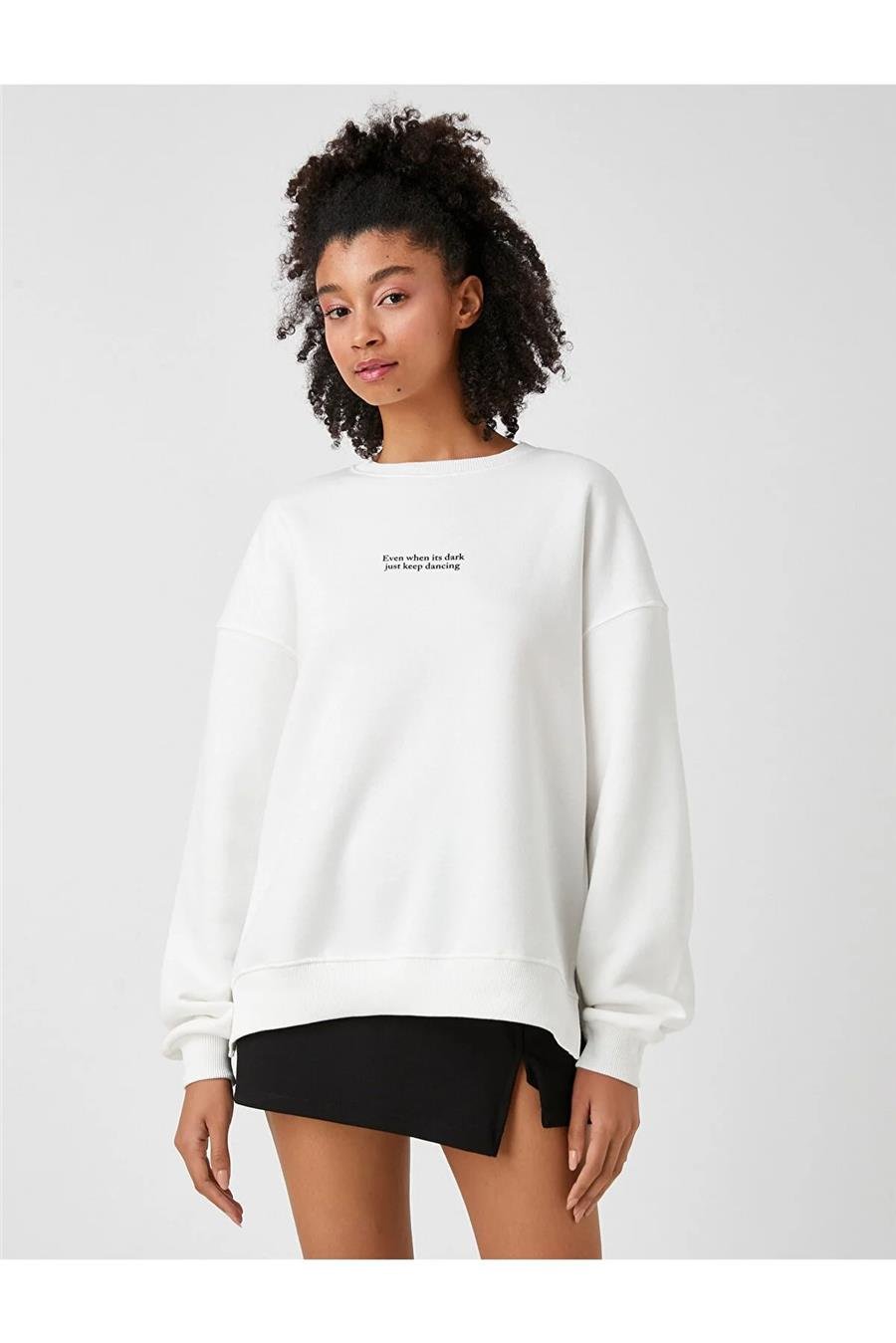 Koton 3Wal10043Ik Ekru Kadın Sweatshirt