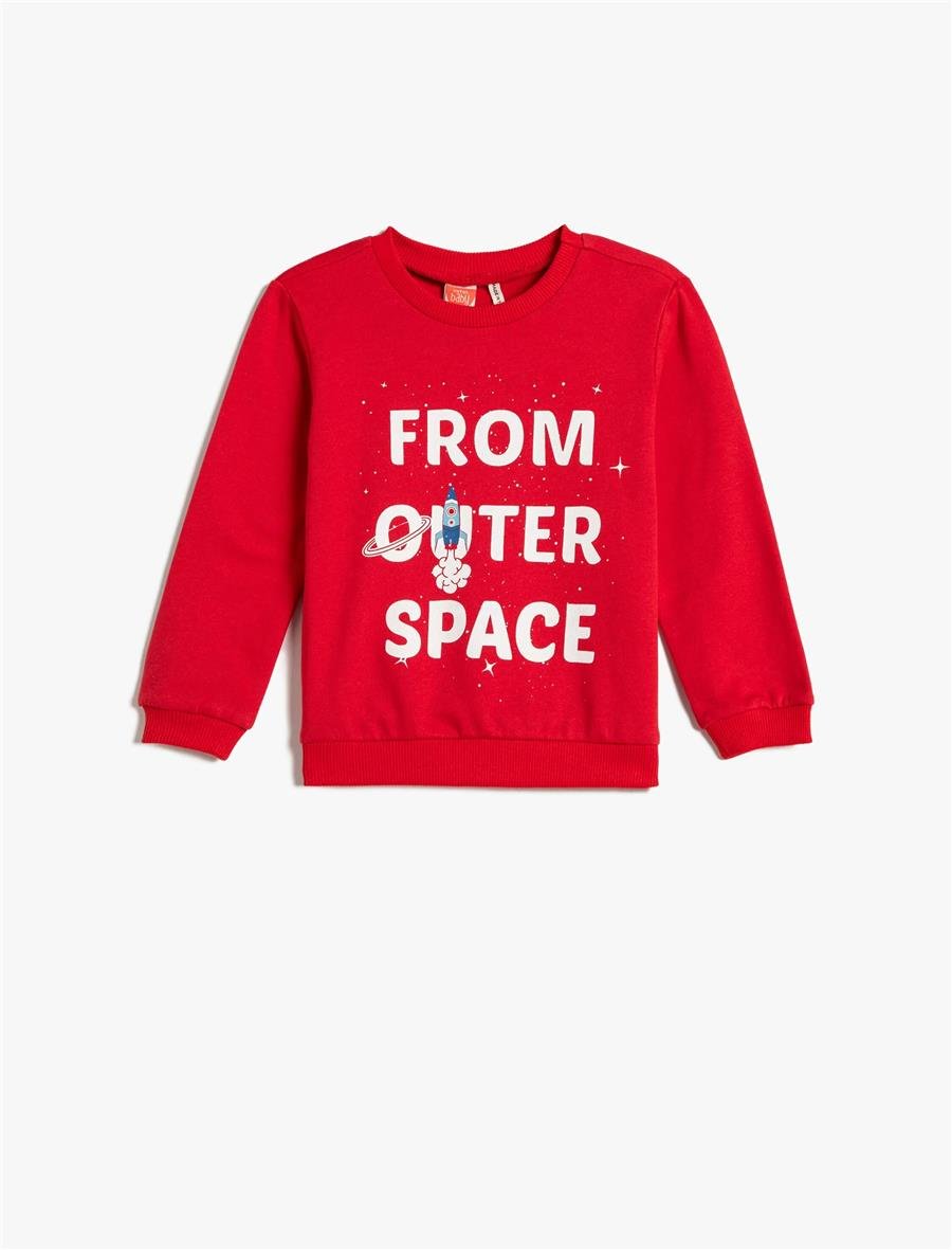 Koton 4Wmb10066Tk 420 Kırmızı Erkek Bebek Pamuk Jersey Sweatshirt