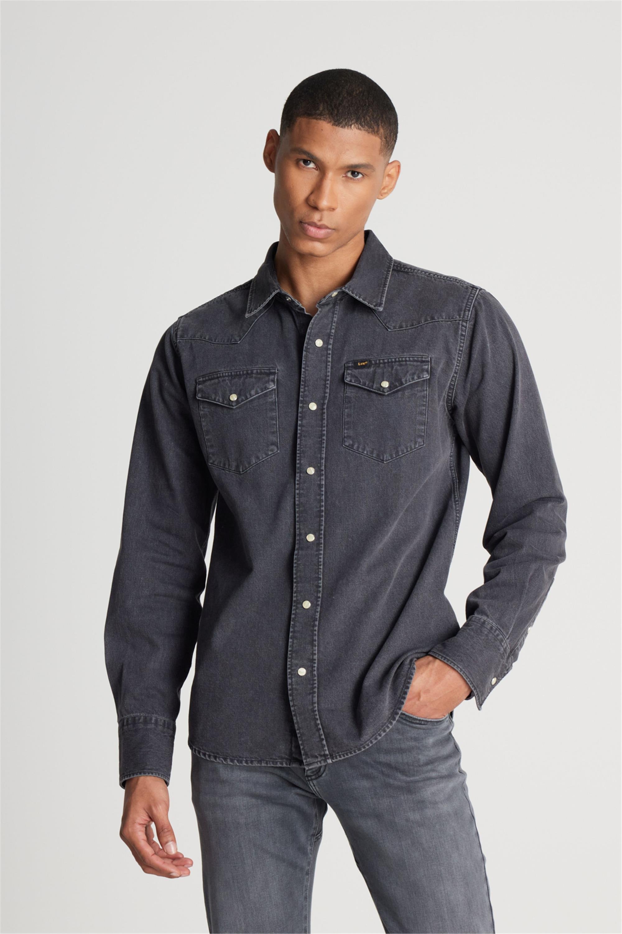 Lee L241513 003 Anthracıte Erkek Regular Uzun Kollu Jean Gömlek