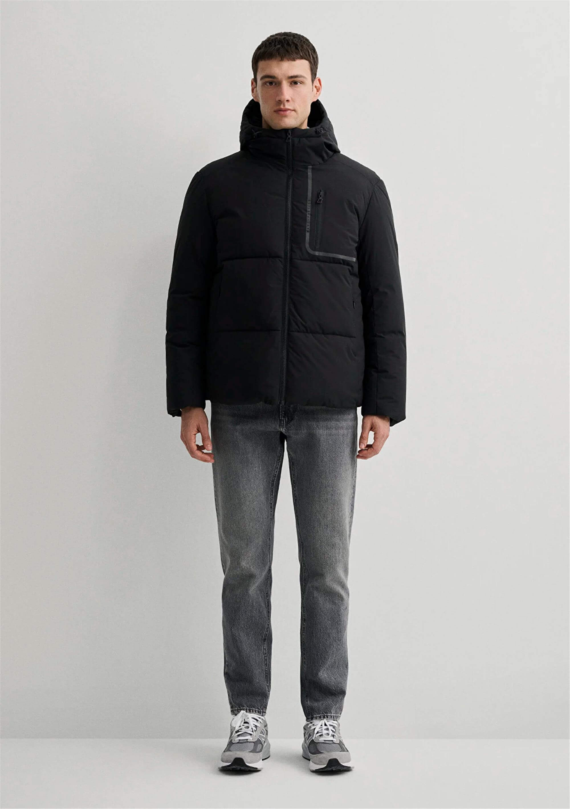 Mavı M0110463-900 Sıyah Erkek Loose Kapusonlu Sısme Mont