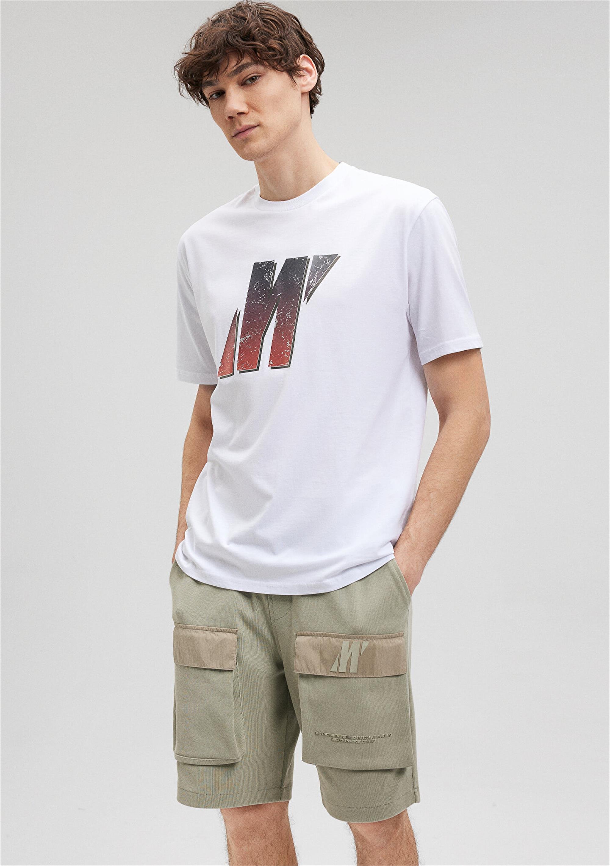 Mavi M0612185-620 Beyaz Erkek Loose Mavi Pro T-Shirt | Çetinkaya