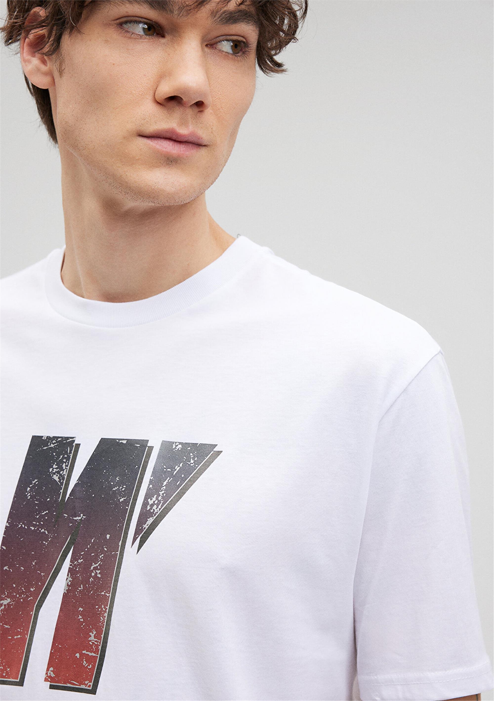 Mavi M0612185-620 Beyaz Erkek Loose Mavi Pro T-Shirt | Çetinkaya