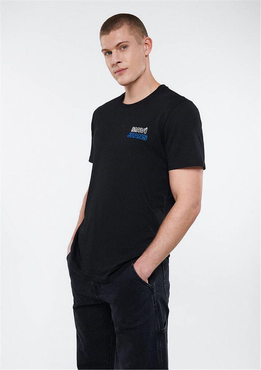 Mavi M066841-900 Siyah Erkek Mavi Baskılı T-Shirt