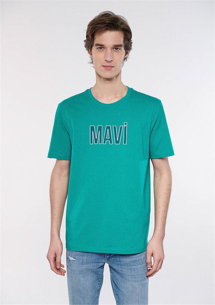 Mavi M066842-71825 Turkuaz Mavisı Erkek Mavi Logo T-Shirt Logo T-Shirt