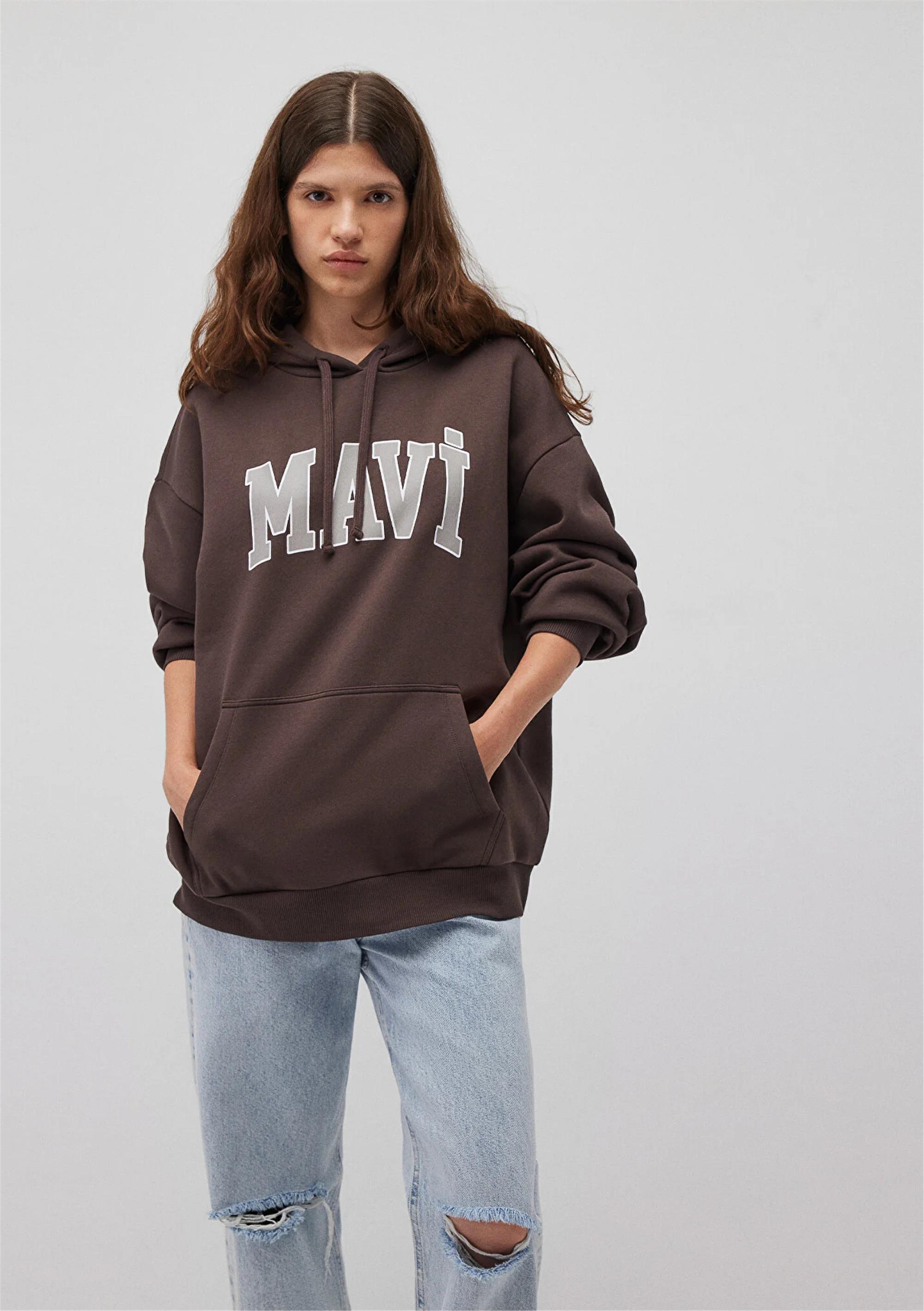 Mavi M1600361-70222 Raısın Kadın Oversıze Mavi Logo Kapusonlu