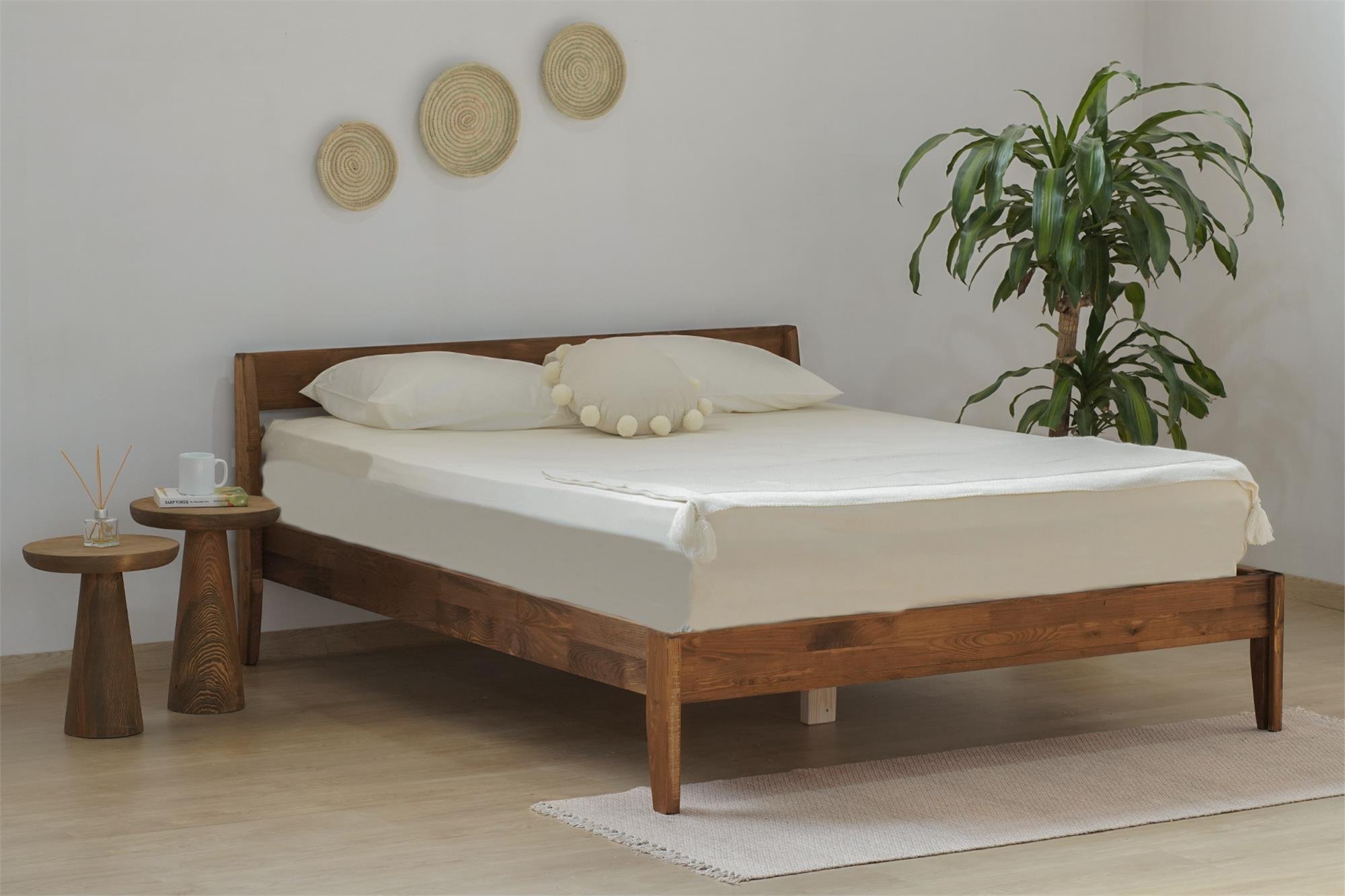 Msm Venüs Doğal Ahşap Karyola Natural Ceviz 160X200 Cm