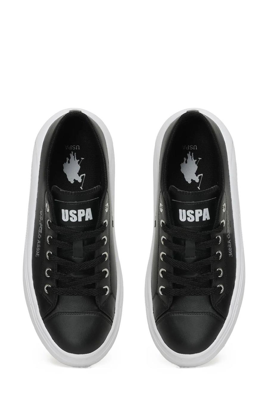 Us Polo Cleme Pu 3Pr Siyah Beyaz Kadın Sneaker Ayakkabı