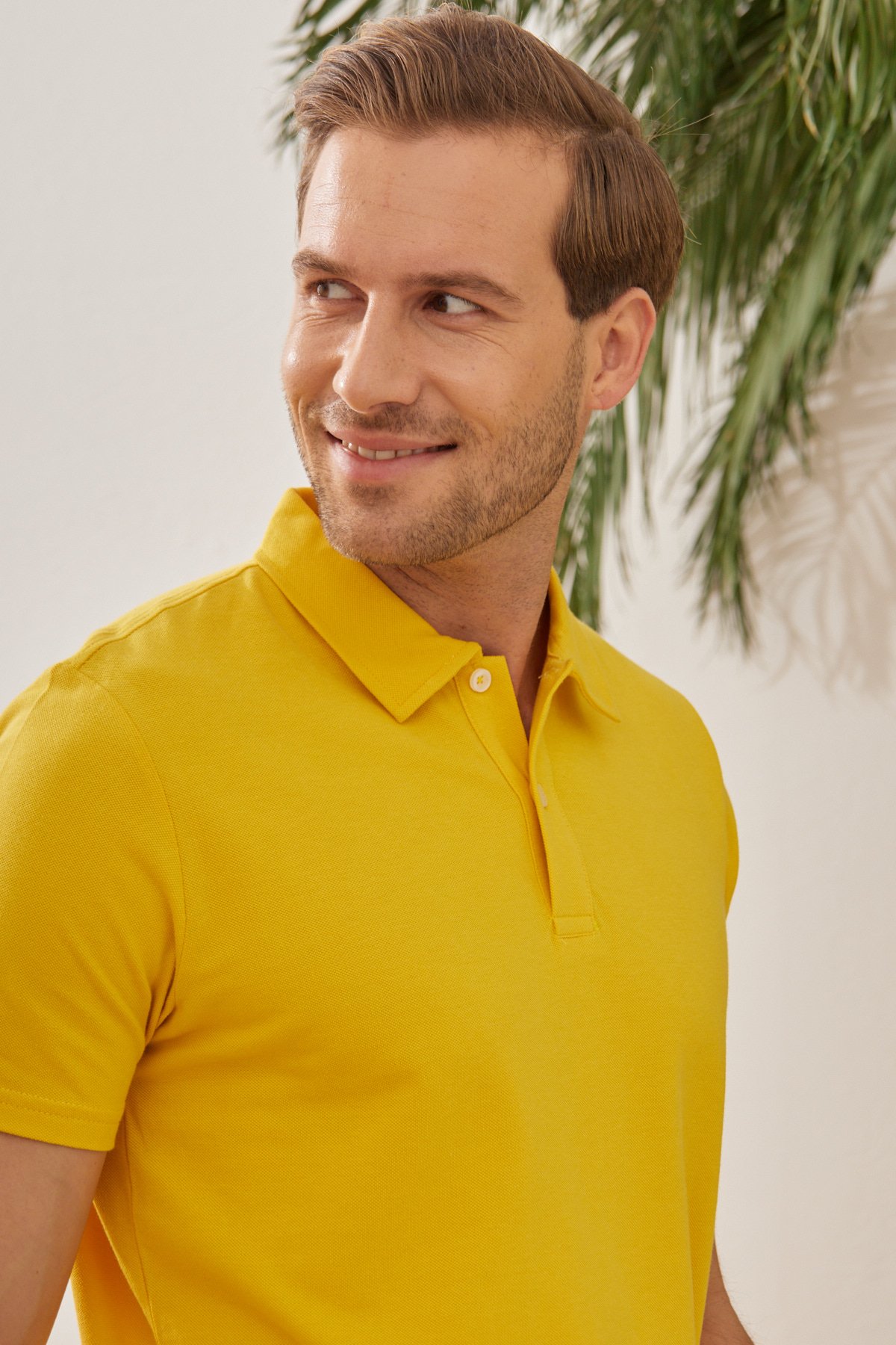 Erkek Basic Polo Yaka Tişört (Regular Fit) Sarı