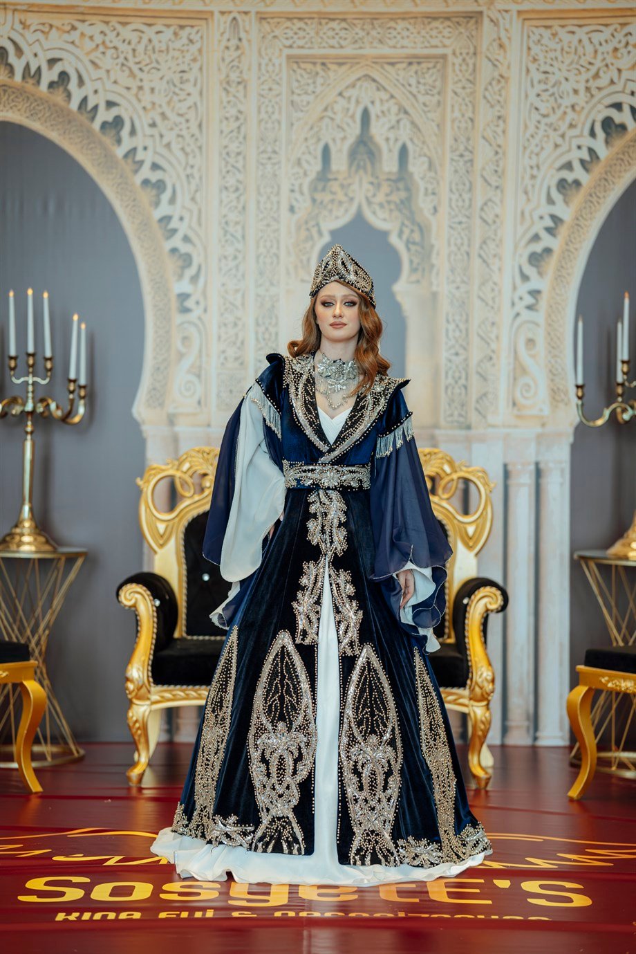 Lacivert Gumu Kaftan Bindall LCVRT20 Sosyetes