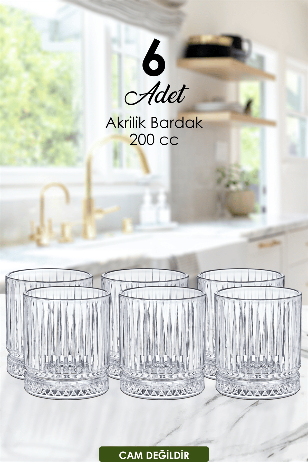 MUYİKA 6 adet Kristal Akrilik Su & Meşrubat Bardak Seti 200 Cc Şeffaf (cam  Değildir) | Muyikadesign