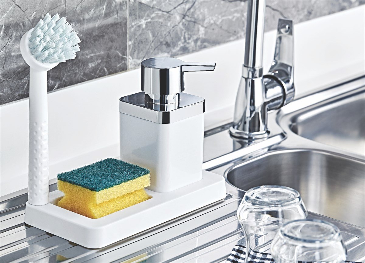 MUYİKA Fırçalı Sıvı Sabunluk Süngerlik Standlı Mutfak Banyo Seti MTFK-01  Fiyatları ve Daha Birçok Dekoratif Ürün | MuyikaDesign